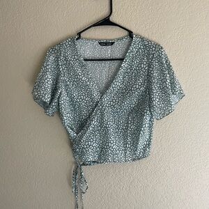 Women’s Green Leopard Print Top with Tie